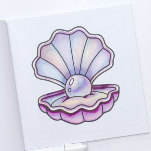 Pearl colouring page coloured with alcohol markers