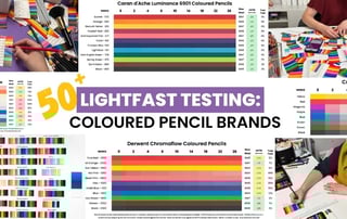 50+ coloured pencil brands were tested in this lightfast blog