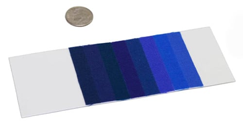 Blue wool scale strip for lightfast testing