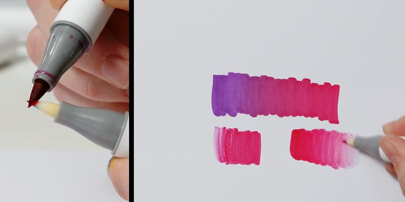 Blending alcohol markers with the colourless blender.