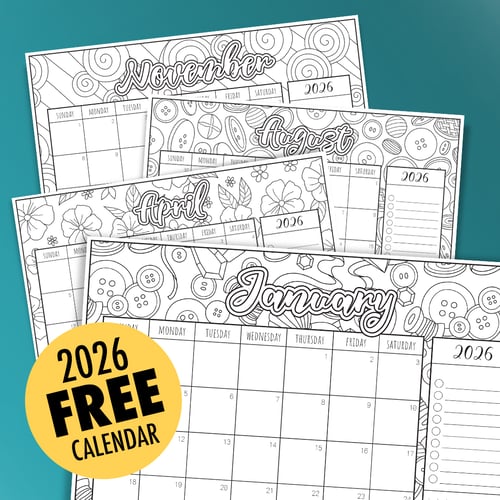 Free 2026 Colouring Calendar