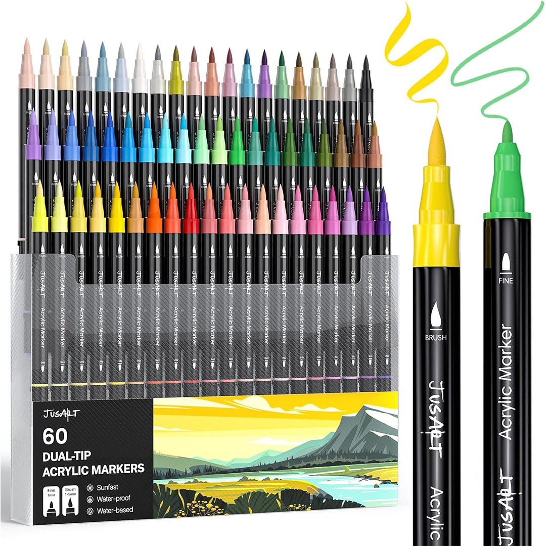 JusArt Dual Tip Acrylic Paint Pens