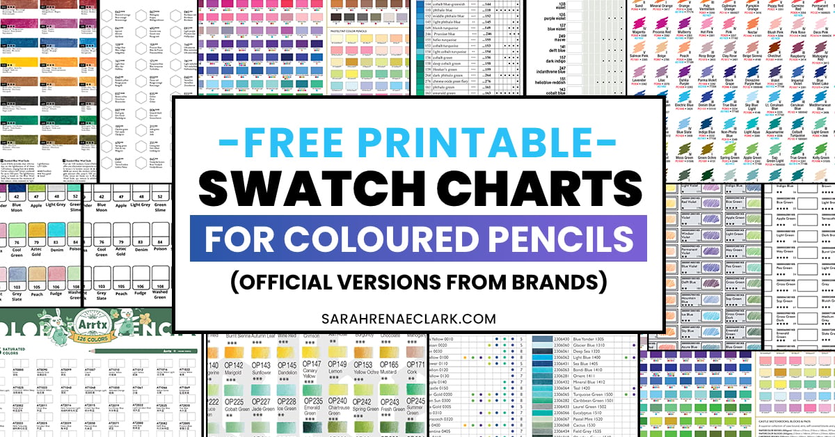Free Printable Swatch Charts for Coloured Pencils from the official brands