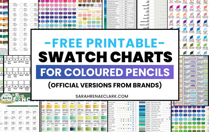Free Printable Swatch Charts for Coloured Pencils from the official brands