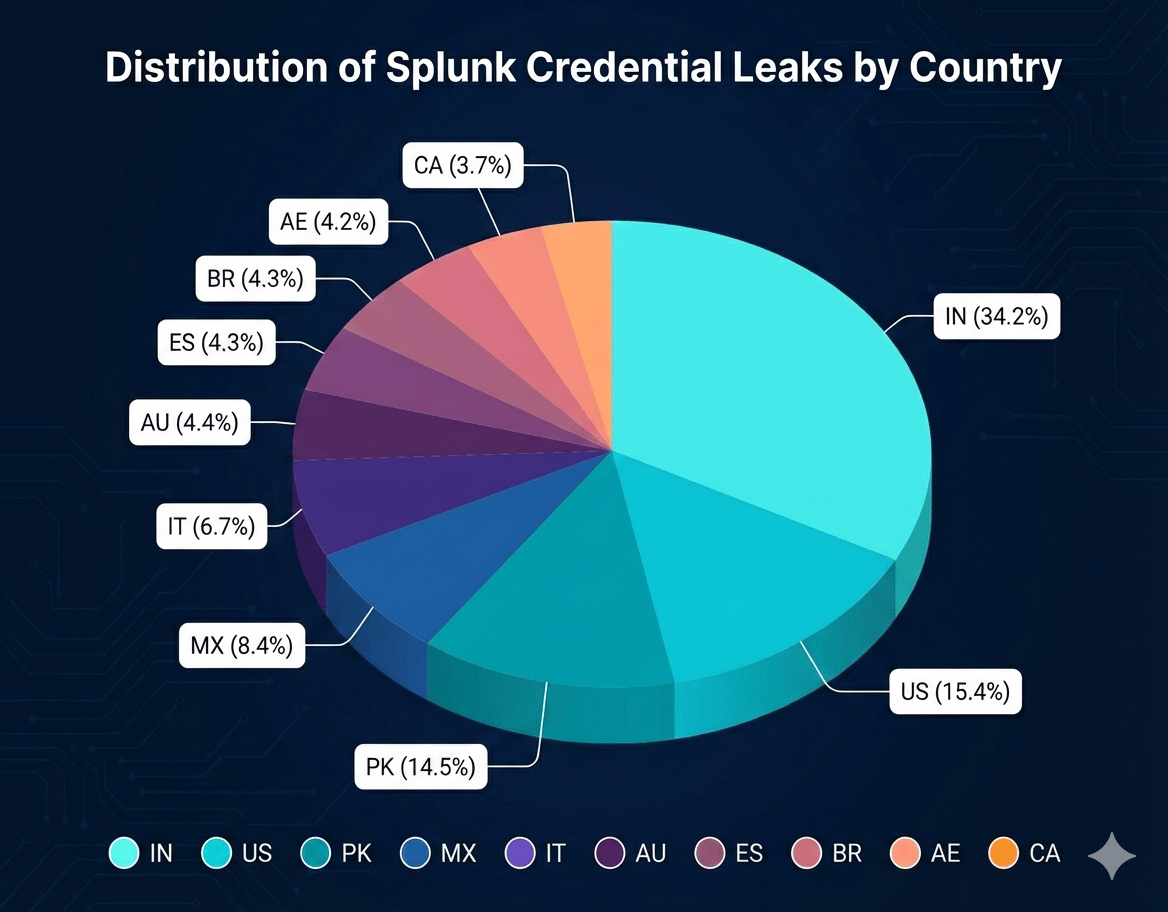 Top 10 Countries Affected by Splunk Credential Leaks