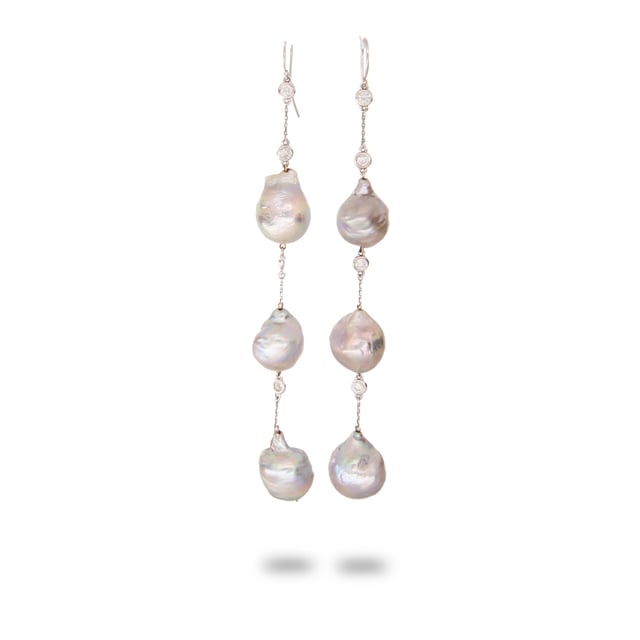 Diamond By The Yard Pearl Earrings