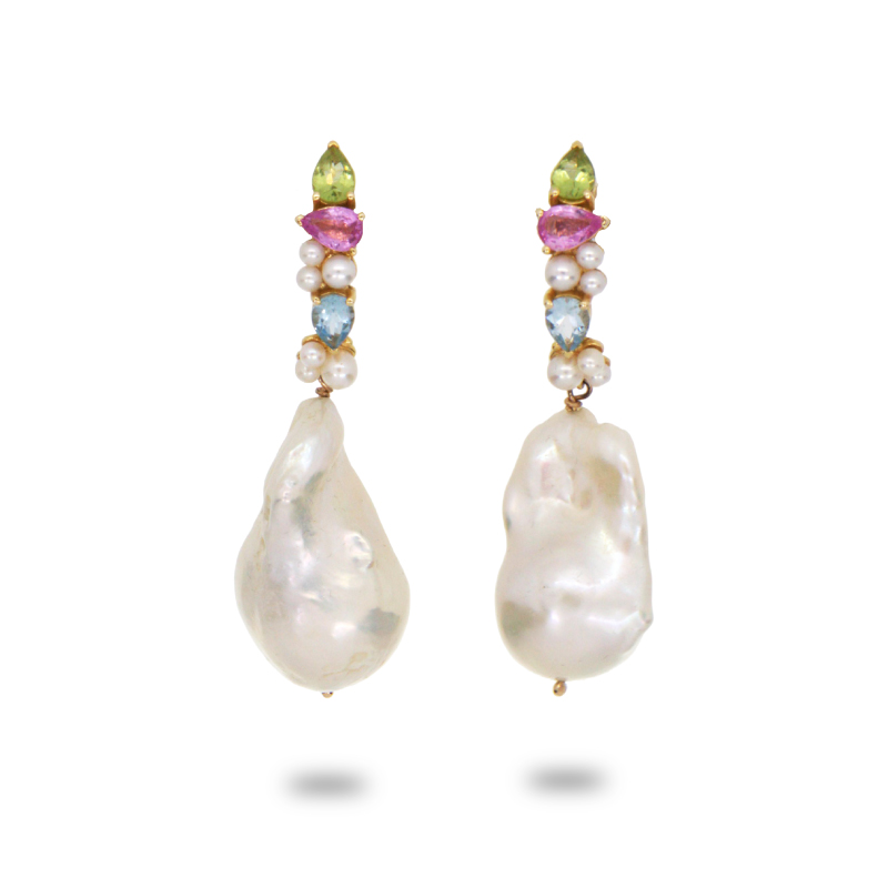 LEEZANDING Aurora Lights Pearl Drop Earrings