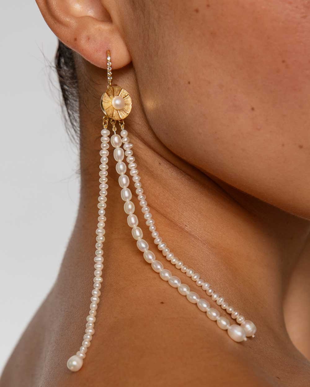 Blue Orchid Pearl Hoops – Recycled Fine Jewelry NY