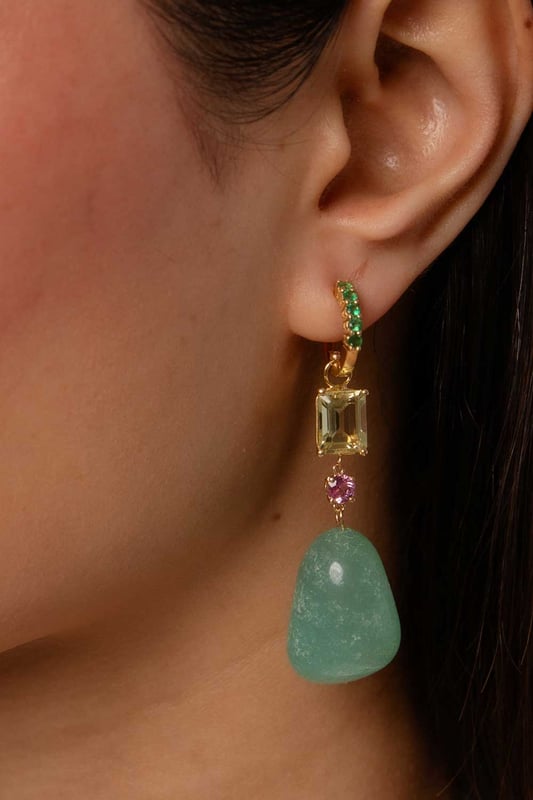 LEEZANDING Honeydew Emerald Earrings