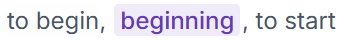 A word definition highlighted in purple