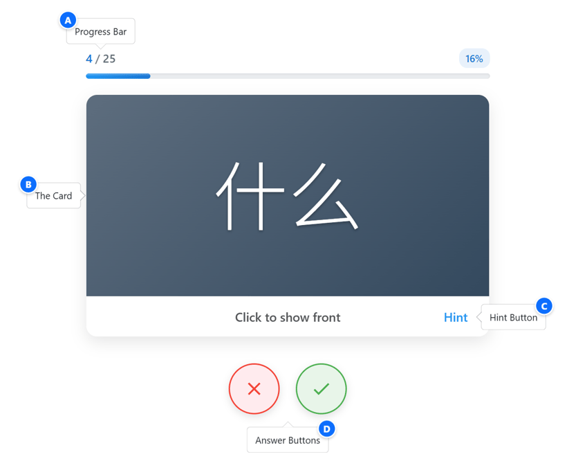 The Flashcards activity screen.