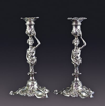 John Cafe - Sterling Figural Candlesticks