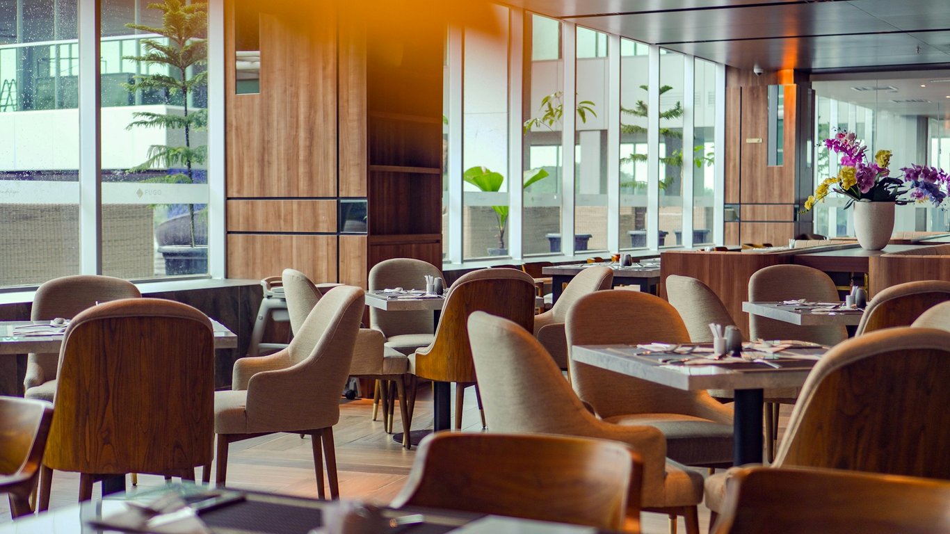 Interior of a clean restaurant dining area