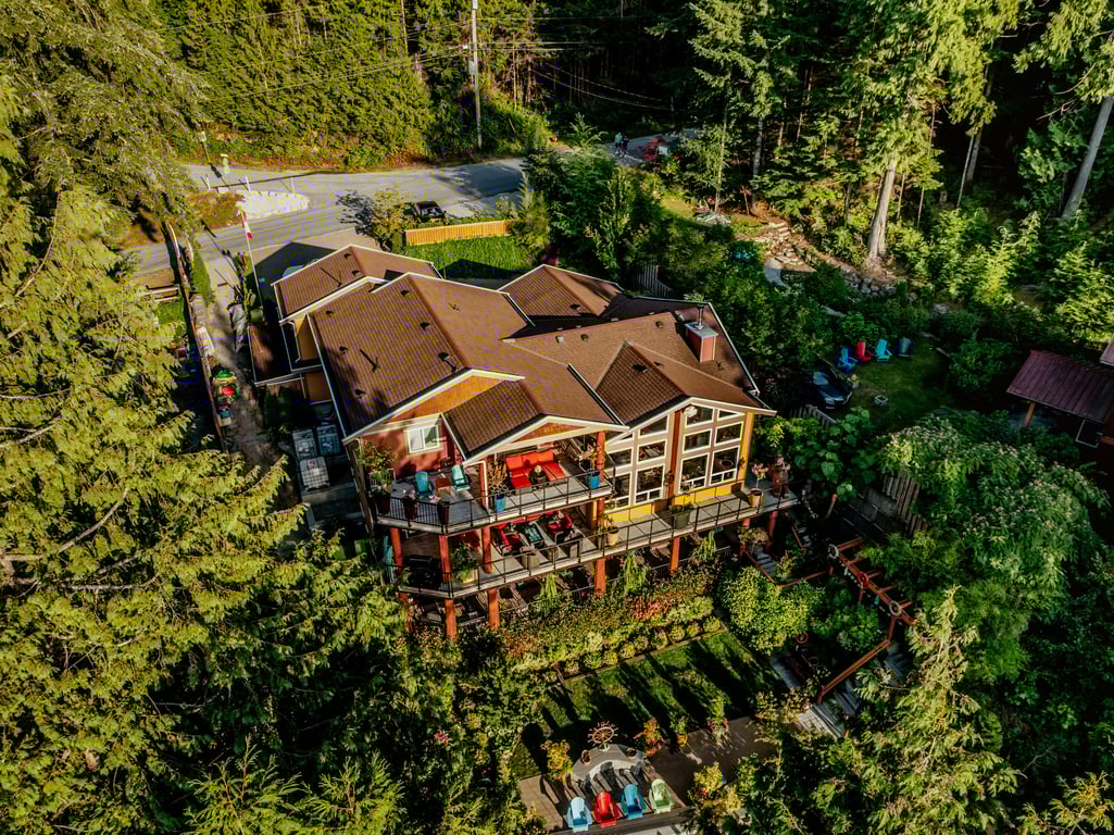 Aerial view of the waterfront property