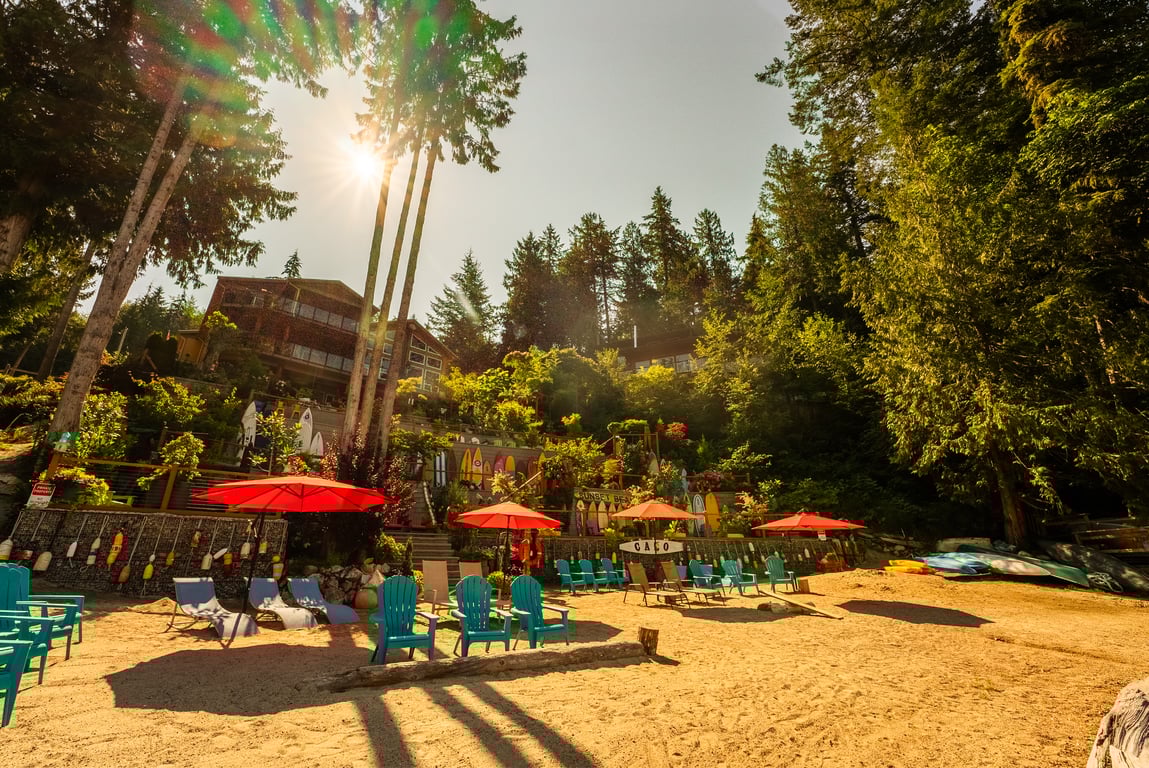 Aerial view of Tuwanek and Sechelt Inlet