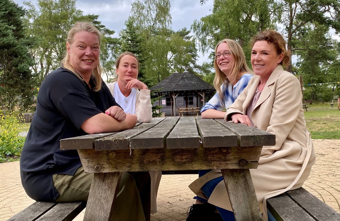 Begeleiders en studenten van de opleiding bij Sherpa