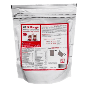 Vit'I5 Rouge - Minéraux et Vitamines - Eco-recharge 600 g - Chien et chat - OSALIA - Produits-veto.com