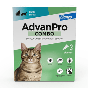 AdvanPro Combo - 50 mg/60 mg - 3 pipettes puces et tiques pour chat - ELANCO - Produits-veto.com