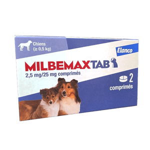 MilbemaxTab Chiots - Vermifuge Petit chien - 2 comprimés - Elanco - Produits-veto.com