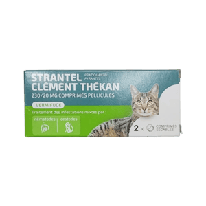 Strantel Chat - Infestations de vers du chat - Vermifuge - 2 comprimés - Clément Thékan - Produits-veto.com