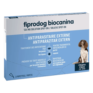 Fiprodog 134 mg - Antiparasitaire externe - Chiens moyens - 3 pipettes - Biocanina - Produits-veto.com