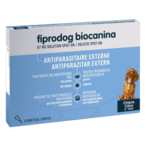 Fiprodog 67 mg - Antiparasitaire externe - Petits Chiens - 3 pipettes - Biocanina - Produits-veto.com