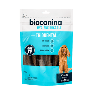 Triodental - Hygiène bucco-dentaire - Chiens moyens - 10 à 30 kg - 15 lamelles - BIOCANINA - Produits-veto.com