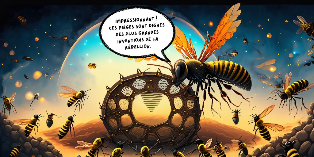 Hornet atraído por uma armadilha seletiva em um planeta intergaláctico.