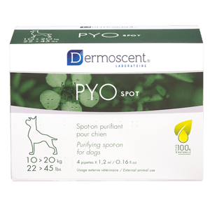 Pyospot - spot-on - Chiens 10 à 20kg - Soin purifiant - 4 x 1,2 ml - DERMOSCENT - Produits-veto.com