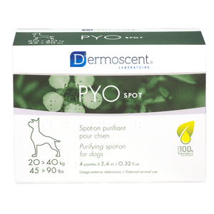 Pyospot - spot-on - Chiens 20 à 40kg - Soin purifiant - 4 x 2,4 ml - DERMOSCENT - Produits-veto.com