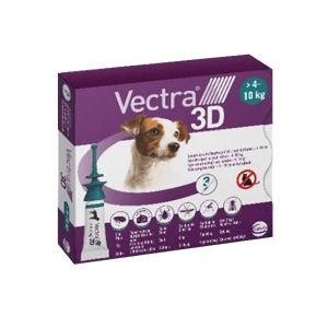 Vectra 3d - Puces, tiques et insectes - Chien - S - de 4 à 10 kg - 3 pipettes - CEVA - Produits-veto.com