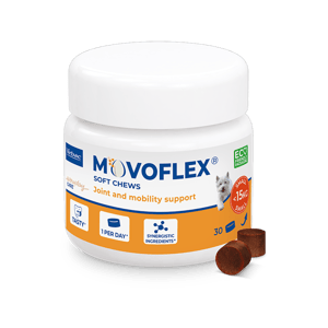 Movoflex - Articulations et mobilité - S - Moins de 15 kg - 30 bouchées de 2 g - Chien - VIRBAC - Produits-veto.com