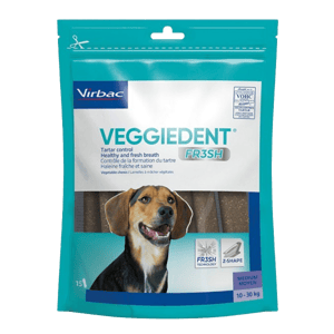 VeggieDent Fresh - Tartre et haleine - M - de 10 à 30 kg - 15 lamelles - Chien - VIRBAC - Produits-veto.com