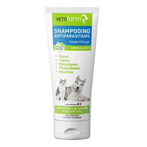 Shampooing antiparasitaire insectifuge - Chien et chat - Vetoform - Produits-veto.com