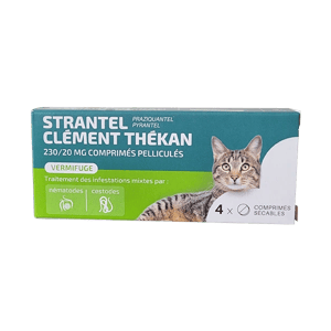 Strantel Chat - Infestations de vers du chat - Vermifuge - 4 comprimés - CLÉMENT THÉKAN - Produits-veto.com