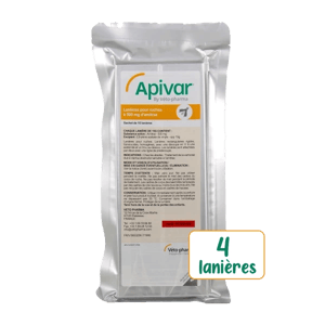 Apivar - Varroa - 4 lanières - Amitraz - Veto-Pharma - Produits-veto.com