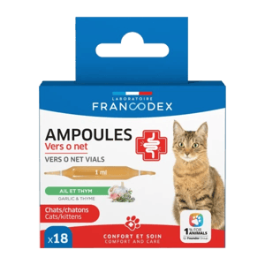 Ampoules Vers O Net - Confort intestinal du Chat - 18 ampoules - FRANCODEX - Produits-veto.com