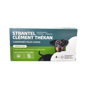 Strantel Chien - Infestations mixtes vers - vermifuge - 4 comprimés - Clément Thékan - Produits-veto.com