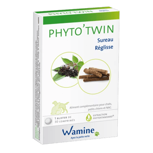 Phyto'twin - Sureau et réglisse - fonction respiratoire du chien, chat, NAC - 30 comprimés - WAMINE - Produits-veto.com
