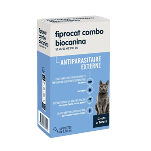 Fiprocat combo - 50 mg - antiparasitaire externe pour chat - 3 pipettes - Biocanina - Produits-veto.com