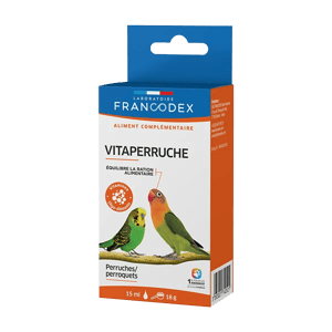 Vitaperruche - Vitamines et oligoéléments pour perruches et perroquets - 18 g + 15 ml - FRANCODEX - Produits-veto.com