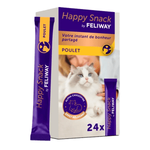 Happy Snack by Feliway Poulet - Relaxant pour chat - 24 x 15g - Ceva - Produits-veto.com