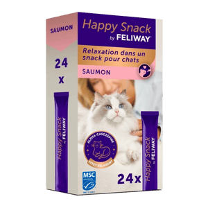 Happy Snack by Feliway Saumon - Relaxant pour chat - 24 x 15g - Ceva - Produits-veto.com