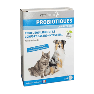 Probiotiques pour chien et chat - 30 comprimés - VETOFORM - Produits-veto.com