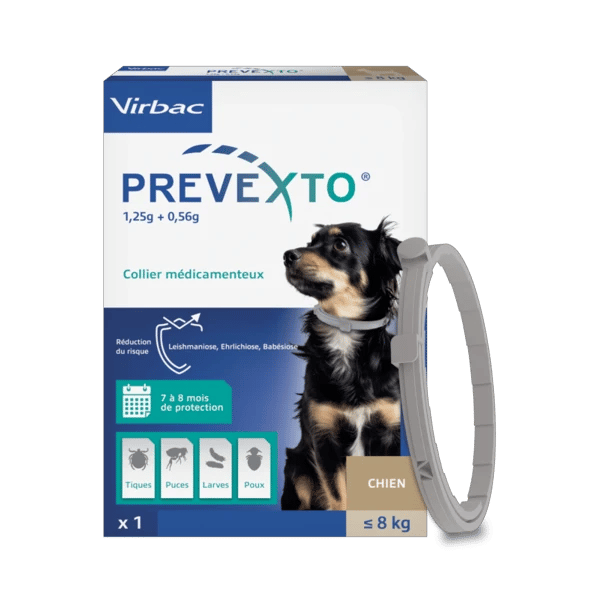 Prevexto - Collier antiparasitaire pour chien - moins de 8 kg - 38 cm - VIRBAC - Produits-Veto.com