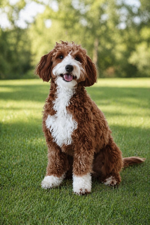 A picture of one of our Goldendoodle mother's, Clara.