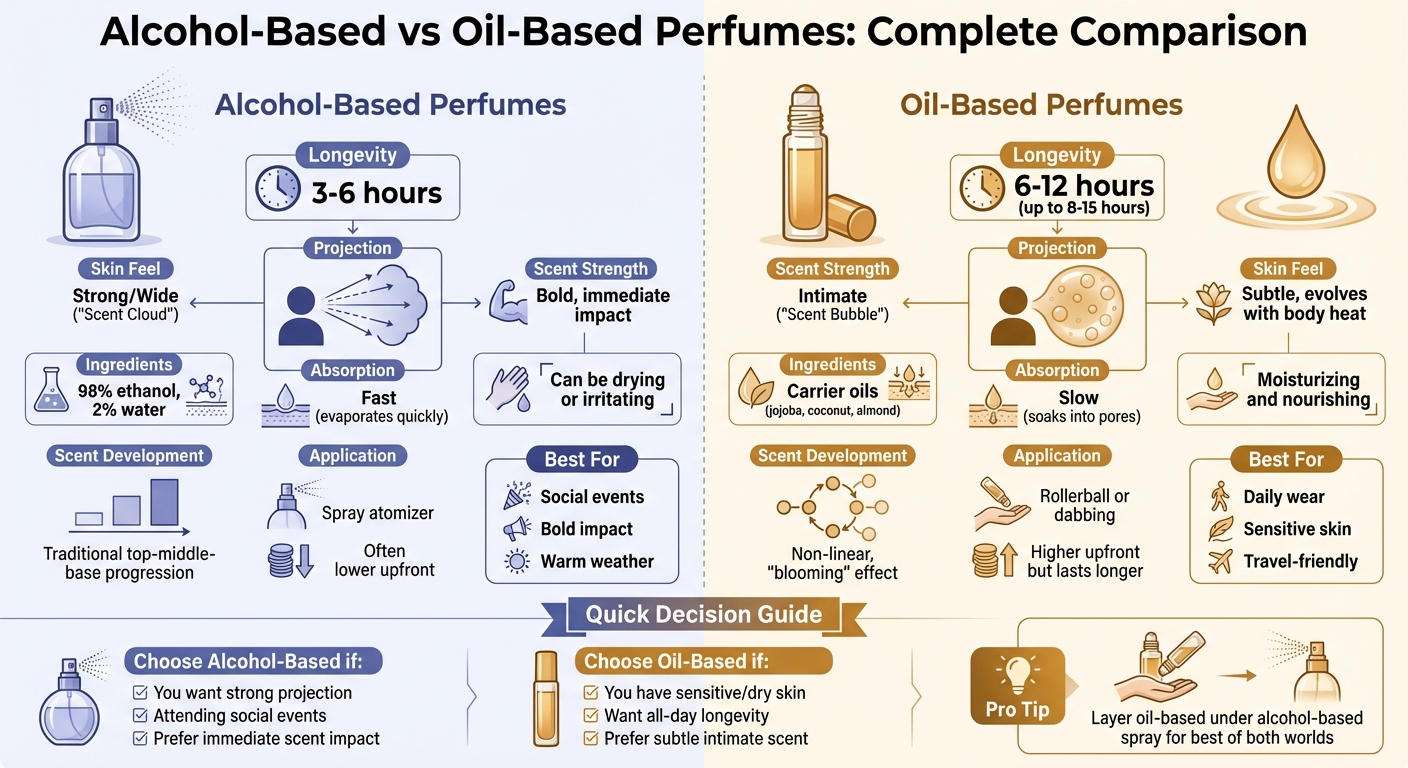 Alcohol-Based vs Oil-Based Perfumes Comparison Chart