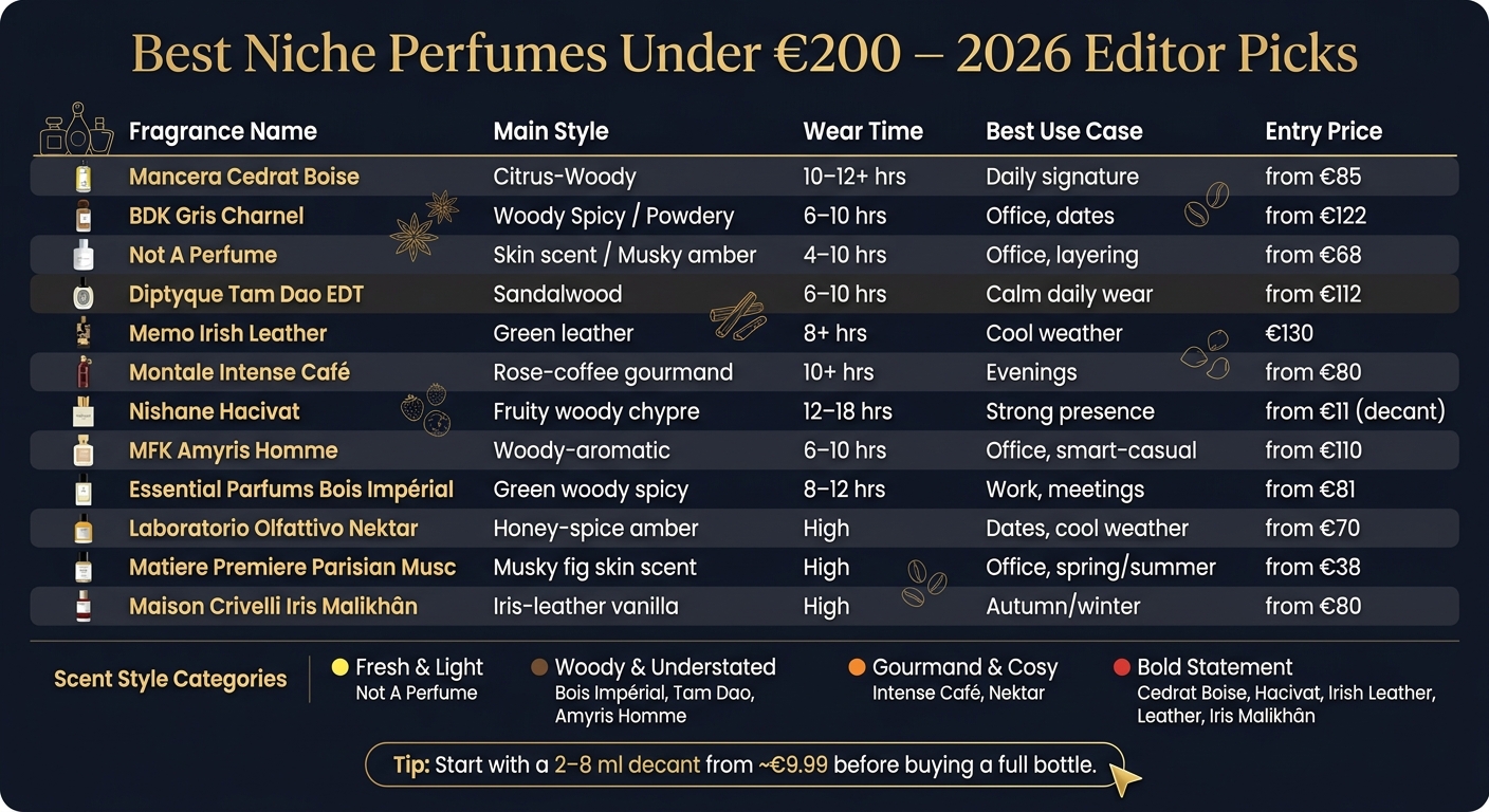 Najlepsze perfumy niszowe poniżej 200 €: Przewodnik porównawczy 2026