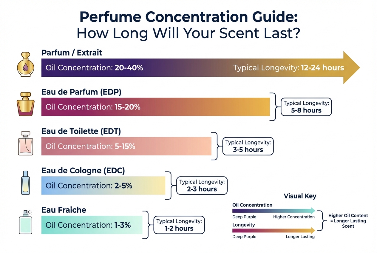 Perfume Concentration Types and Longevity Comparison Chart