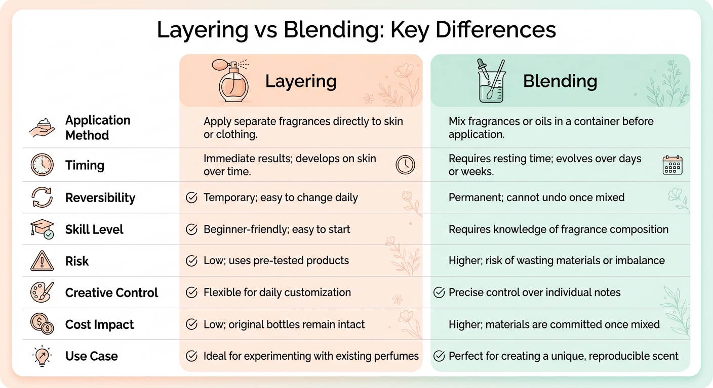Fragrance Layering vs Blending Comparison Chart